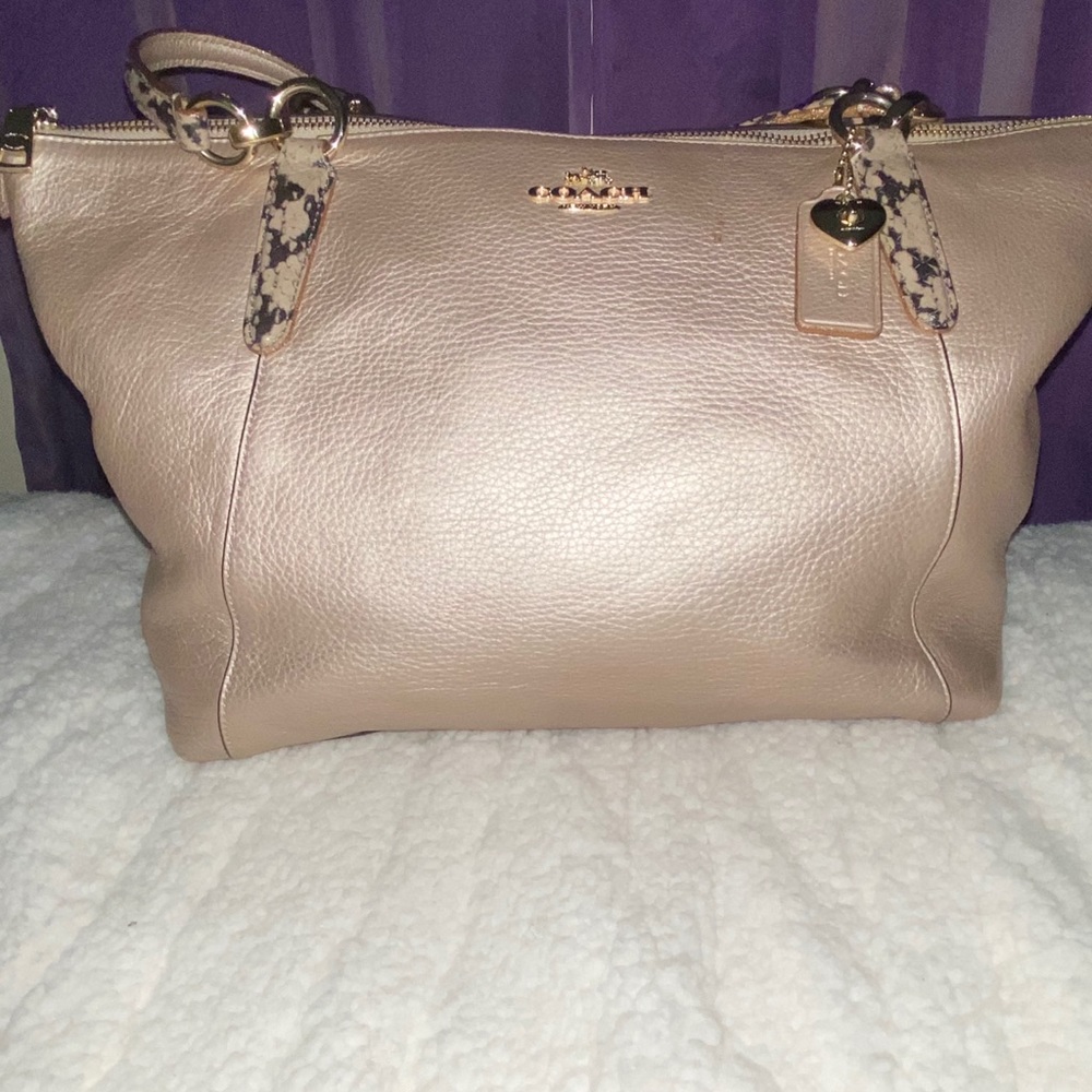 Coach Ava Handbag W/ faux snakeskin trim